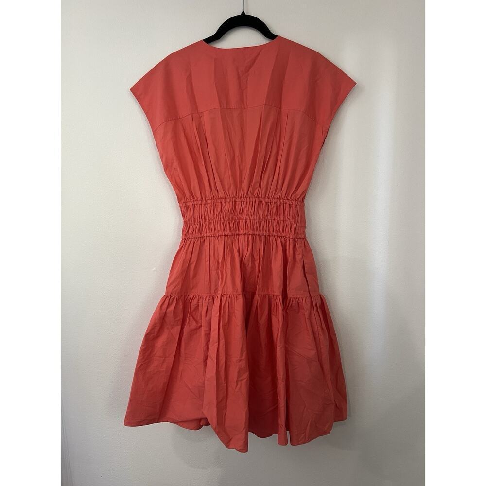 Derek Lam 10 Crosby Tora Tie waist Mini Dress Orange Coral NWTA Tiered V Neck 2 - Picture 3 of 12